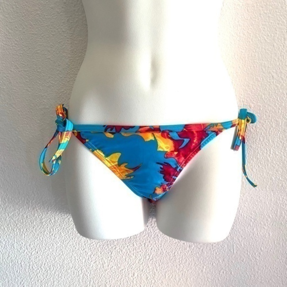 speedo Lycra teal/orange side tie bikini bottom -S